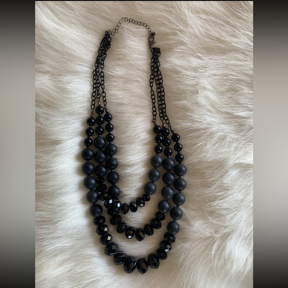 Black Bead Layered Necklace - Picture 1 of 3